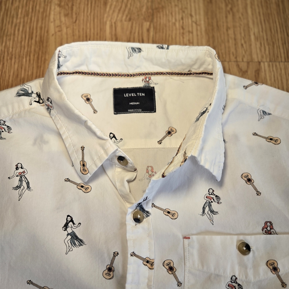 LEVEL TEN‎ Hula Girl Button-Up Shirt | Size M